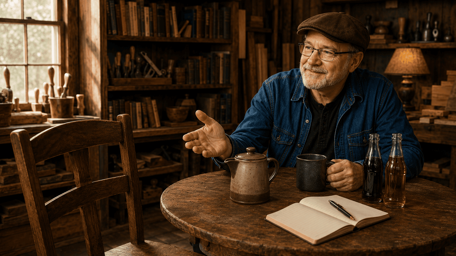 James Allen coffee cup in hand