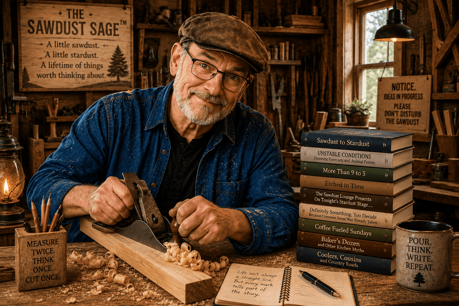 The sawdust Sage in the shop